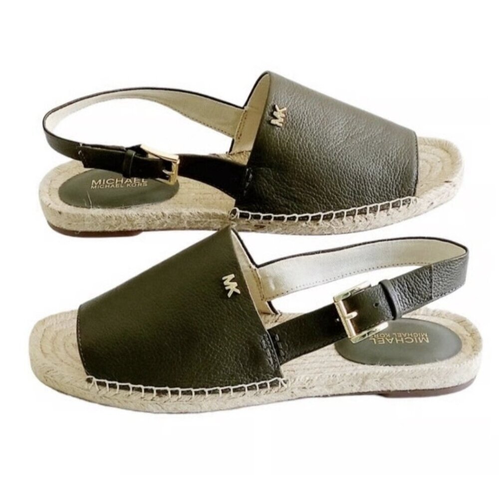 Michael Kors Green Fisher Espadrille Flat Slingback Sandal Women's‎ 5